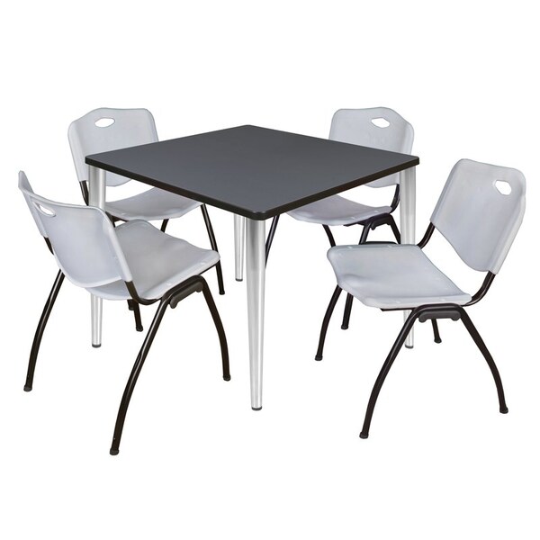 Regency Kahlo Square Table & Chair Sets, 36 W, 36 L, 29 H, Wood, Metal, Plastic Top, Grey TPL3636GYCM47GY - main